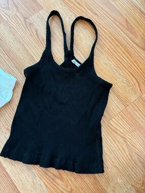 Zara Black Ribbed Tank with Slim Straps